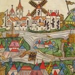 Belagerung von Neuss durch Karl den Kühnen von Burgund 1475, kolorierter Holzschnitt von 1477